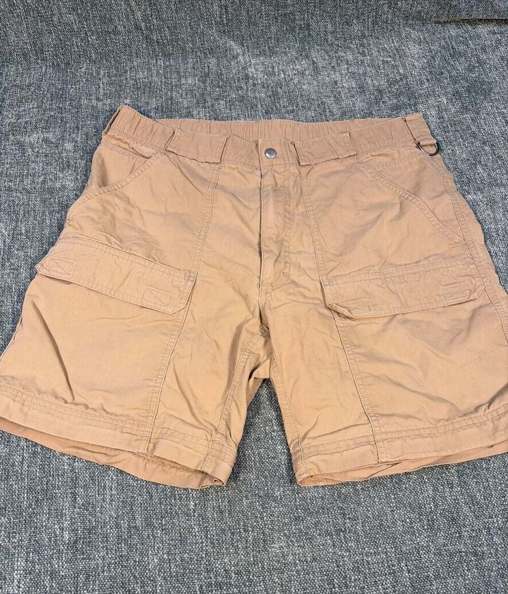 Roundtree & Yorke Mens Cargo Shorts 34/30 Khaki Tan Cotton Outdoor Utility